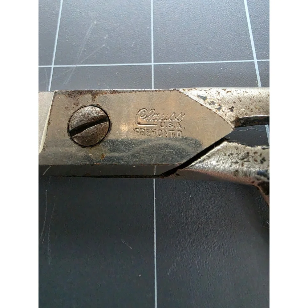 Vintage Clauss Fremont O USA 8 Inch Inlaid Blade Tailor Shears Sewing Scissors